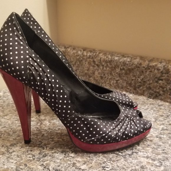 Steve Madden polka dot high heel pumps open toe - Picture 1 of 5
